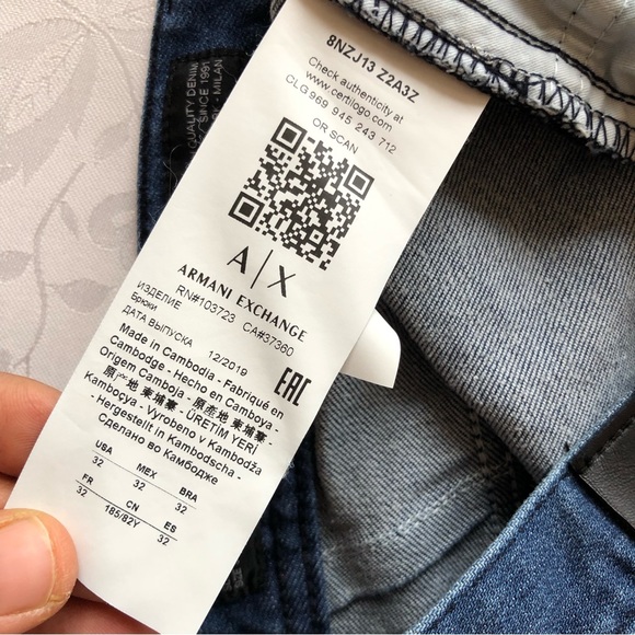 Armani Exchange Women’s Blue Jeans Denim Pants Size 32 Slim Fit Elastic Mid-Rise - Picture 9 of 16